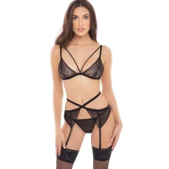 Boss Of You Bra, Garter Belt, and G-String 3-Piece Set