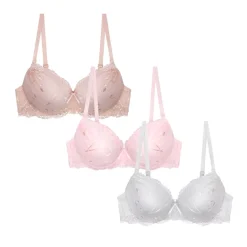 Floral Lace Double Push Up Bra - 3 Pack