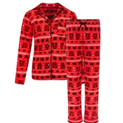 Microfleece Button-Up Pajama Gift Set with Notch Collar