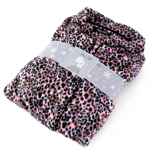 Microfleece Button-Up Pajama Gift Set with Notch Collar