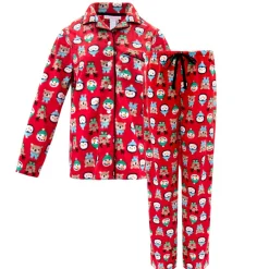 Microfleece Button-Up Pajama Gift Set with Notch Collar