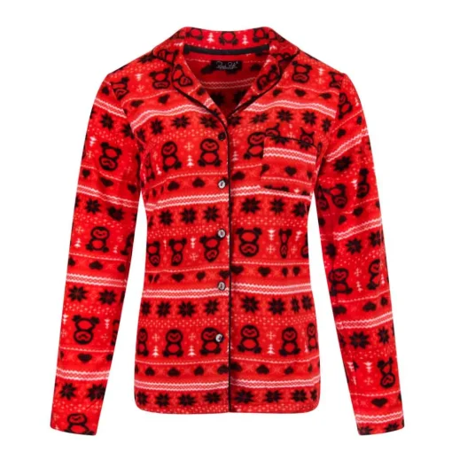 Microfleece Button-Up Pajama Gift Set with Notch Collar