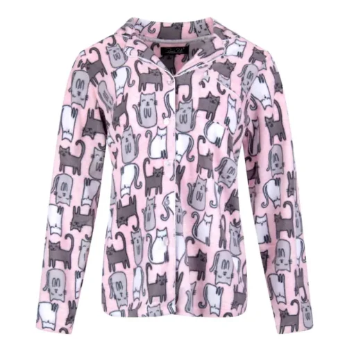Microfleece Button-Up Pajama Gift Set with Notch Collar