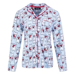 Microfleece Button-Up Pajama Gift Set with Notch Collar