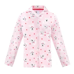 Microfleece Button-Up Pajama Gift Set with Notch Collar