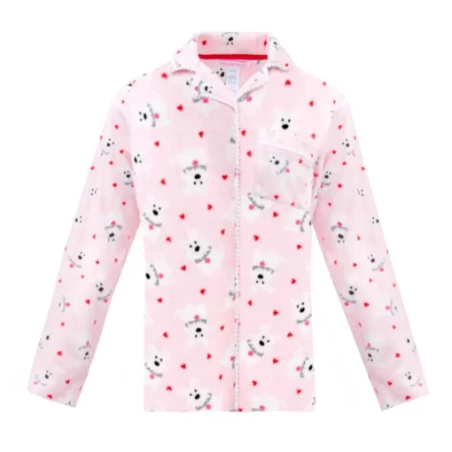 Microfleece Button-Up Pajama Gift Set with Notch Collar