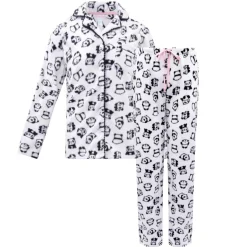 Microfleece Button-Up Pajama Gift Set with Notch Collar