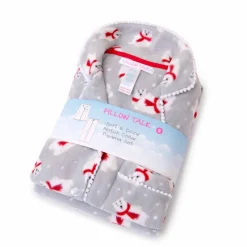 Microfleece Button-Up Pajama Gift Set with Notch Collar
