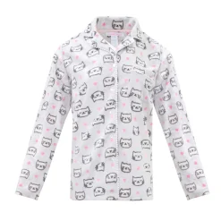 Microfleece Button-Up Pajama Gift Set with Notch Collar