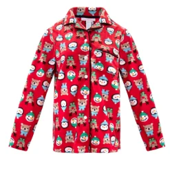Microfleece Button-Up Pajama Gift Set with Notch Collar