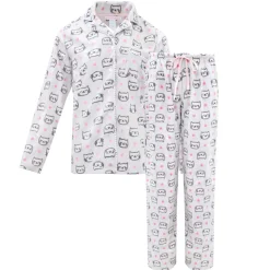Microfleece Button-Up Pajama Gift Set with Notch Collar