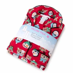 Microfleece Button-Up Pajama Gift Set with Notch Collar