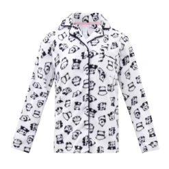 Microfleece Button-Up Pajama Gift Set with Notch Collar