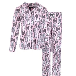 Microfleece Button-Up Pajama Gift Set with Notch Collar