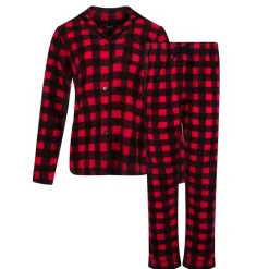 Microfleece Button-Up Pajama Gift Set with Notch Collar