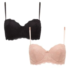 2 Pack Convertible Strapless Lace Light Push Up Bra