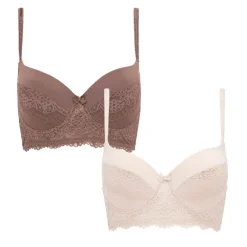 2 Pack Lace Longline Bra