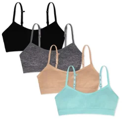 4 Pack Nylon Spandex Girls Padded Training Bras