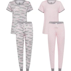 2 Pack Short Sleeve Lightweight Hacci Jogger Set