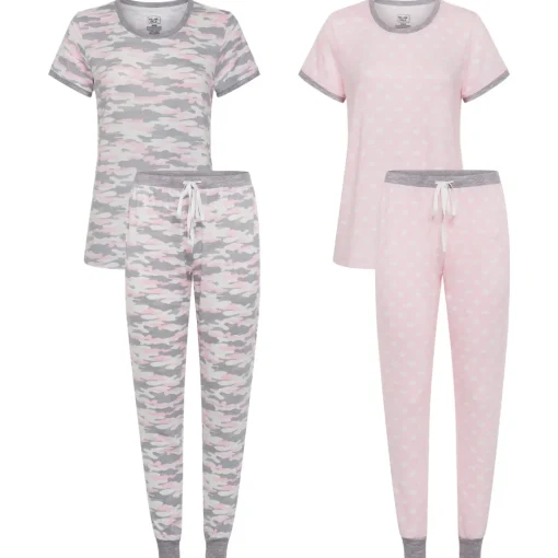 2 Pack Short Sleeve Lightweight Hacci Jogger Set