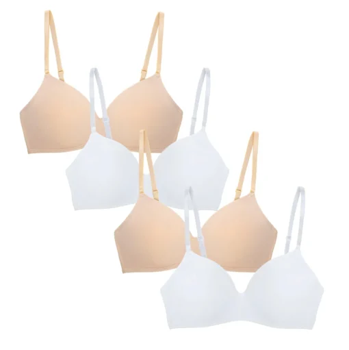 4 Pack Soft Foam Wireless T-Shirt Bra