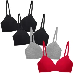 4 Pack Soft Foam Wireless T-Shirt Bra
