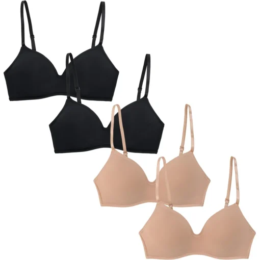 4 Pack Soft Foam Wireless T-Shirt Bra