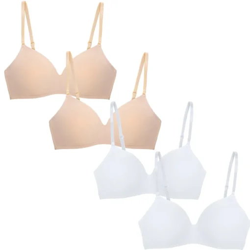 4 Pack Soft Foam Wireless T-Shirt Bra