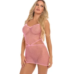 Roll Up Net Mini Dress