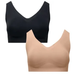 Wireless Sports Bras with Removable Pads and Extra Back Support - 2 Pack
