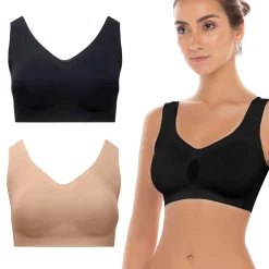 Wireless Sports Bras with Removable Pads and Extra Back Support - 2 Pack